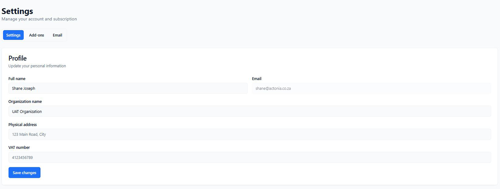 ConsultGen company profile settings