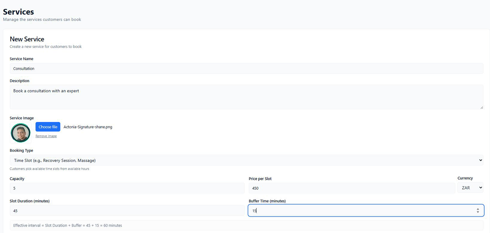 ConsultGen add service form